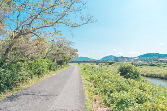 日本の山口県の岩国の田舎風景