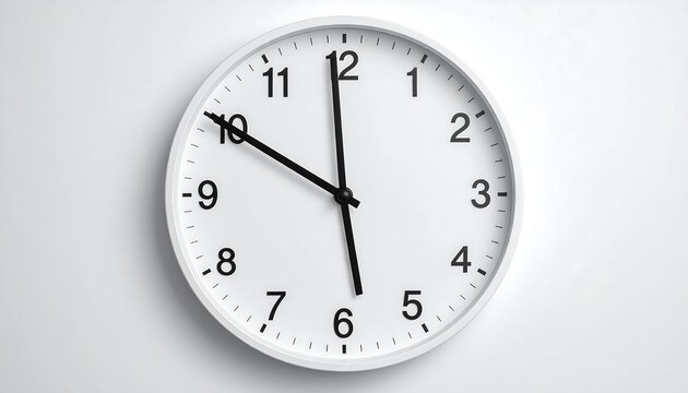 Minimalist White Wall Clock Showing Time Close to 5 OClock.