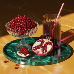 Glass of mulled wine with spices and fresh fruits isolated on white background