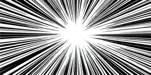 A dynamic black and white fractal burst illustration featuring abstract motion rays and a high-energy star explosion pattern for a textured wallpaper design