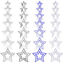Obraz premium Rating stars group. Grunge review elements. Vector quality assessment. Blue feedback scale.