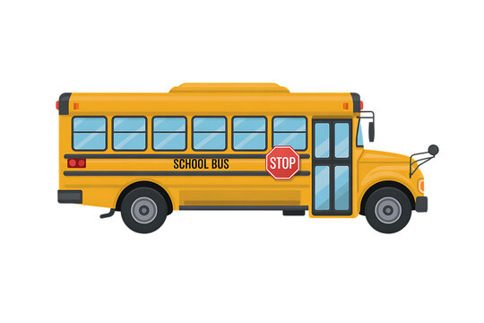 Yellow school bus with stop sign illustration