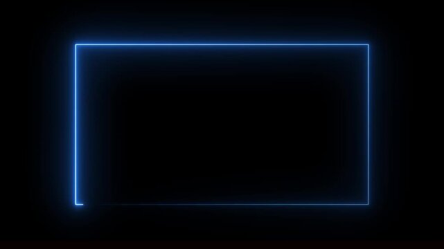 Abstract glowing neon rectangle border frame in the shape rectangle glowing and futuristic energy line animation.Glowing neon rectangle frame line