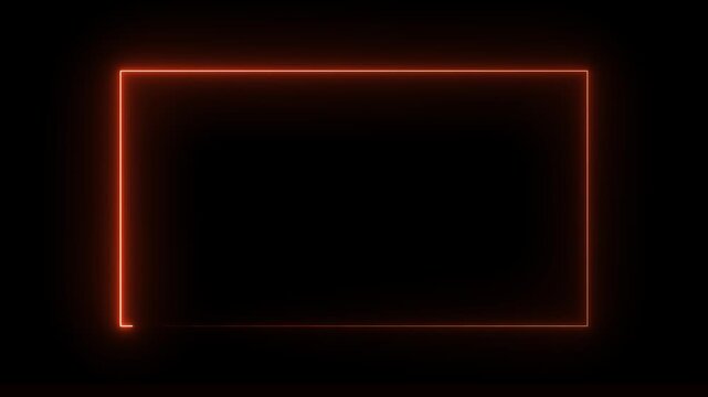 Abstract glowing neon rectangle border frame in the shape rectangle glowing and futuristic energy line animation