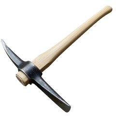 Wooden hammer with a metal head resting on a white background isolated on transparent background