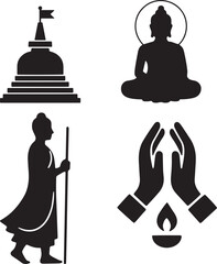 Vesak Buddha purnima silhouette vector