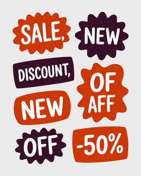 Sale New Discount Offer Aff 50 Percent Off new product launch promotion retail advertising labels shopping marketing graphics vibrant graphic elements for e-commerce business promotions and special of