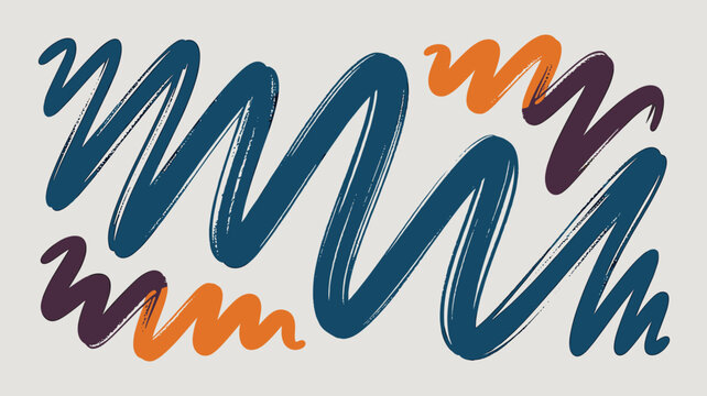 Abstract brush stroke art background with dynamic wavy lines in navy blue orange and plum for modern graphic design concept and creative illustration projects versatile for web banners posters and soc