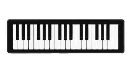 Fototapeta premium A top-down view vector illustration of a piano keyboard with black and white keys, perfect for music-related designs