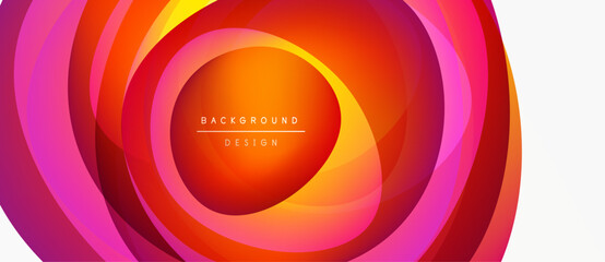 Abstract concentric circles, vibrant orange, red hues. Modern design element, suitable background, dynamic composition. © antishock