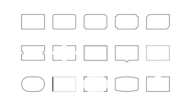 Minimalist outline frame set with simple geometric borders and thin line shapes for vector design