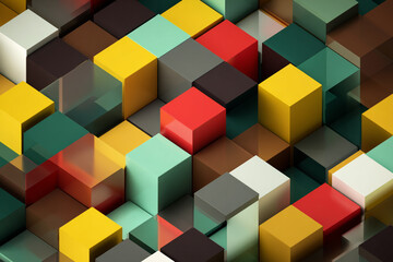 Obraz premium Vibrant 3D cubes in modern colorful geometric pattern