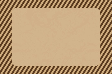 クラフト紙の質感と茶色のストライプ柄フレームのコピースペース背景素材セット
