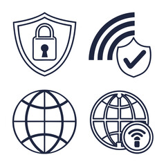 Icons representing secure internet and network connection