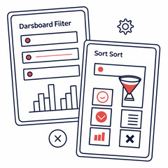 A diagram showing dashboard filter and sort data