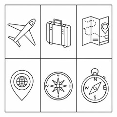 Travel icons for navigation and exploration purposes