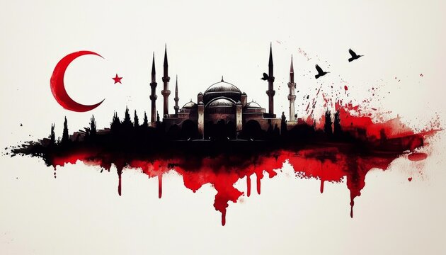 Artistic depiction of Zafer Bayramı in watercolor style.