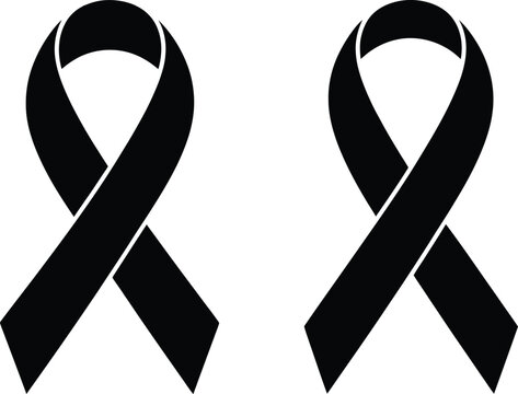 A pair of black ribbons symbolizing mourning or awareness on a white background.