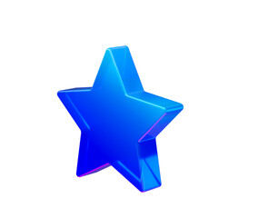 Obraz premium 3D Glossy blue star icon with gradient glow, ideal for ratings, favorites or rewards. 3D Illustration