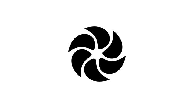 A stylized black camera lens aperture symbol is centered on a pure white background, symbolizing photography and precision.