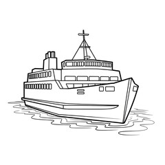 Obraz premium ferry illustration vector style coloring page 