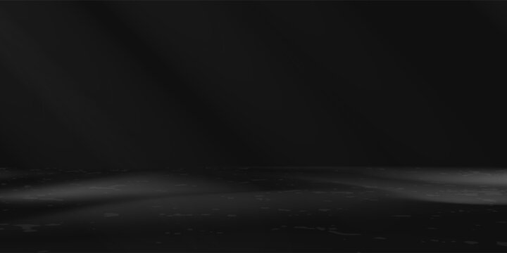 limbo black background. abstract dark gradient backdrop. color wall of studio, room, stand for product display or photo. modern banner with empty place for advertising text. vector illustration.