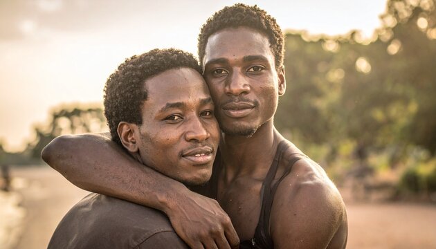 Friends hugging after a long time. Semi-realistic scene emphasizing warmth, emotion, and reconnection, capturing a heartfelt moment of reunion in a natural, relatable environment.
