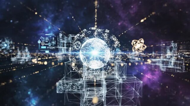 Abstract digital wireframe background featuring futuristic scientific art elements with a glowing geometric mesh network for modern high-tech virtual reality and data visualization concepts.