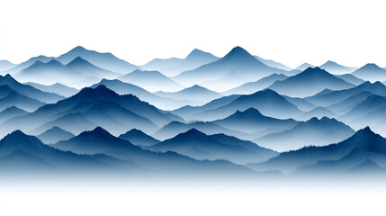 Ethereal blue mountain range vista