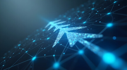 Obraz premium Abstract blue digital arrows illustrating data flow in a network.