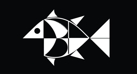 Geometric Fish on Black Background © Kashif