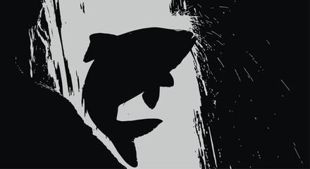 Shark Emerging from Dark Water Silhouette © Kashif