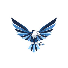 Obraz premium Eagle Illustration with Wrench and Star Symbol Flying Freely