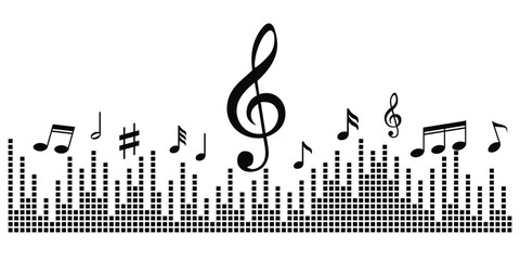 Musical note wave. Music notes melody on white background. Music notes wave, musical notes on vector illustration © skilleddesigner90