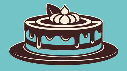 Minimalist black silhouette of a whole cake, isolated on a white background, clean vector illustration for graphic design.