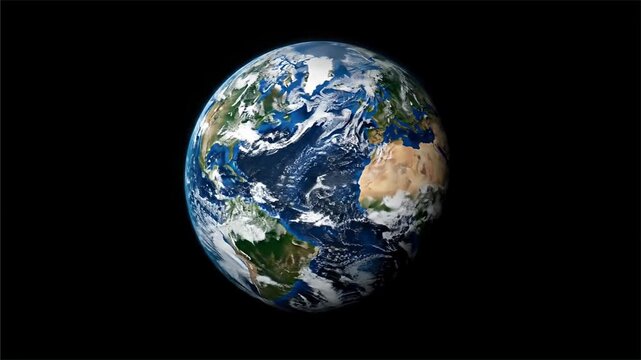 Red balloon deflating and morphing into the blue planet Earth against a black studio background with dramatic spotlighting.