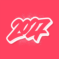 2027 year bold vector number lettering on a red background 