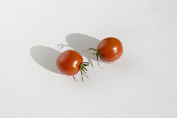 cherry tomatoes isolated white background.