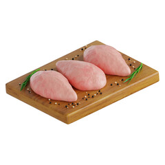 Three Raw Chicken Breasts on Cutting Board