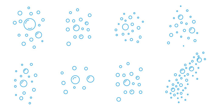 Air bubbles outline  element signs. water bubbles icon, gas balloons, water doodle flat vector, for patterns, card