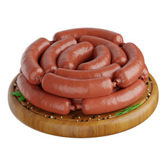 Raw Sausages Arranged on Wooden Board