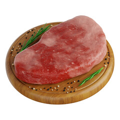 Raw Steak on Wooden Board