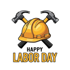 Celebrate labor day with crossed hammers and a hard hat illustration isolated on transparent background