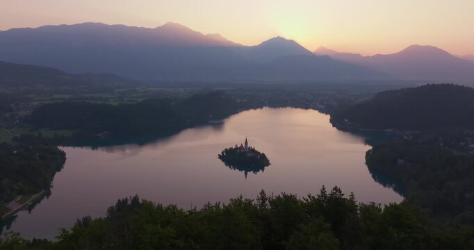 Calm Morning Over Lake Bled Island in Soft Light