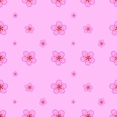 Pink Cherry Blossom Seamless Pattern with Sakura Flowers for Textile and Japanese Style Background