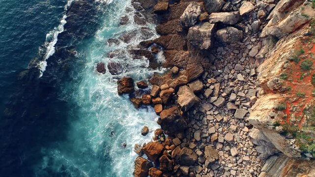 Stunning Sea waves crashes on the rocks