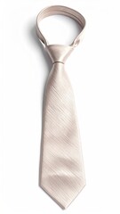 Light beige tie, neatly knotted, casting soft shadow
