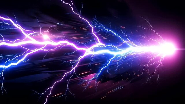 Electric Lightning Bolt Strike in Darkness.