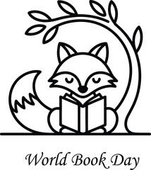 World Book Day  fox reading a book