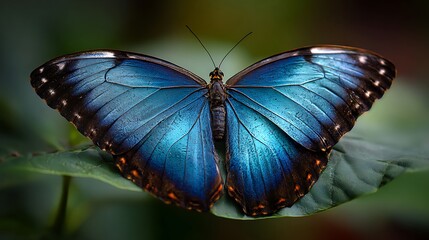 Majestic Blue Morpho Butterfly in Detail / 詳細な青いモルフォ蝶の美しさ